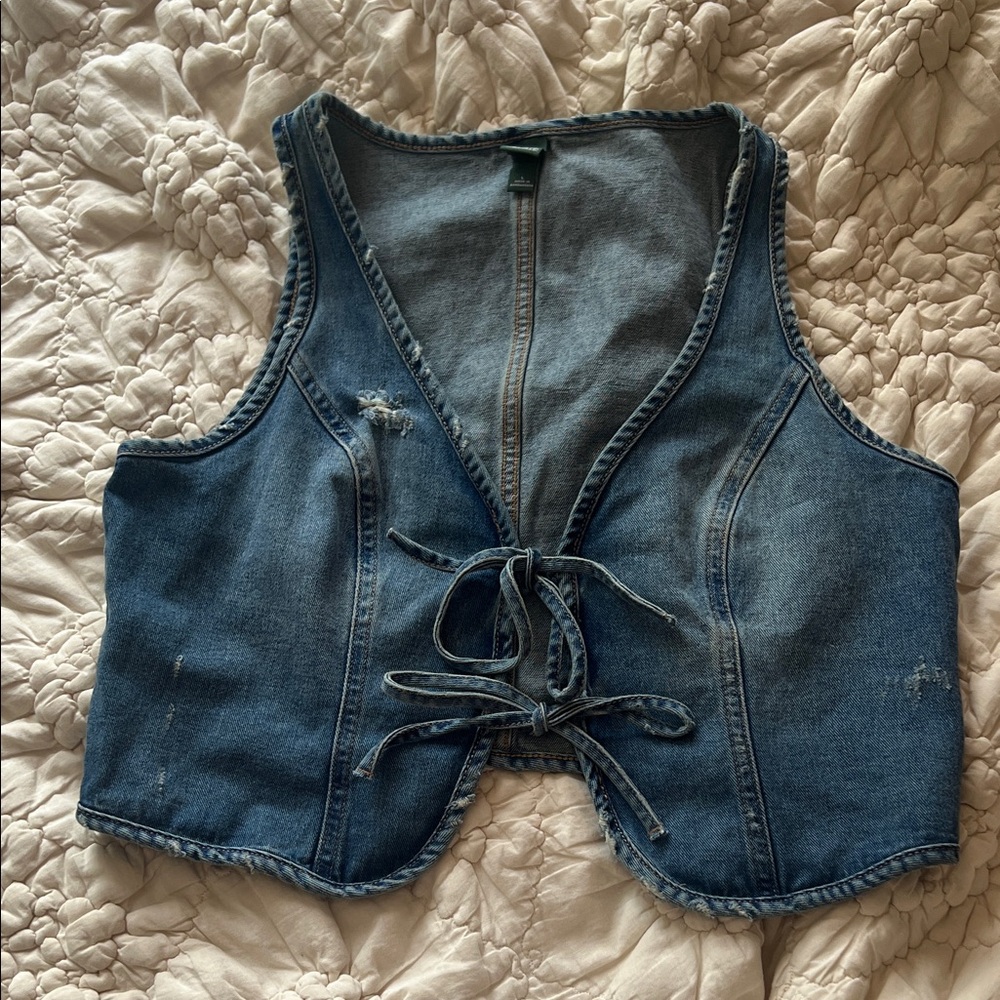 Wild Fable Denim Tie-Front Tank Top